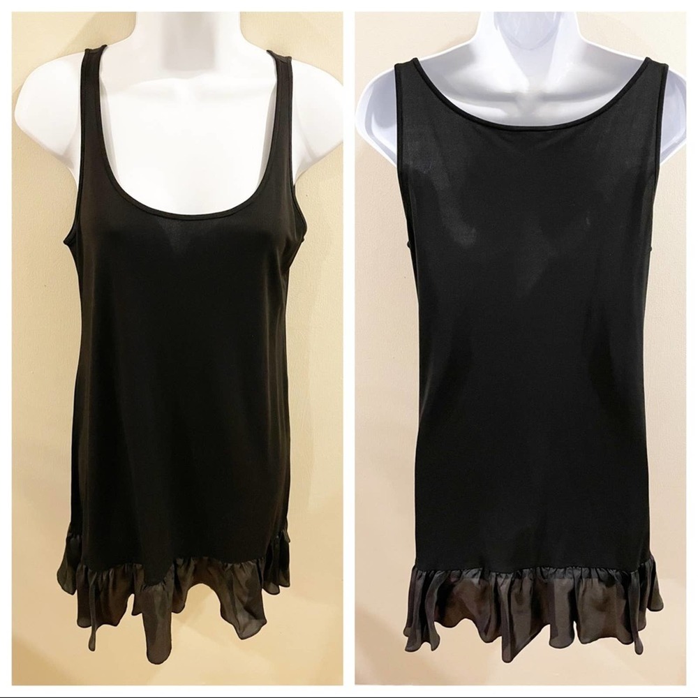 Eileen Fisher Scoop Neck Ruffle Slip Dress Silk PM